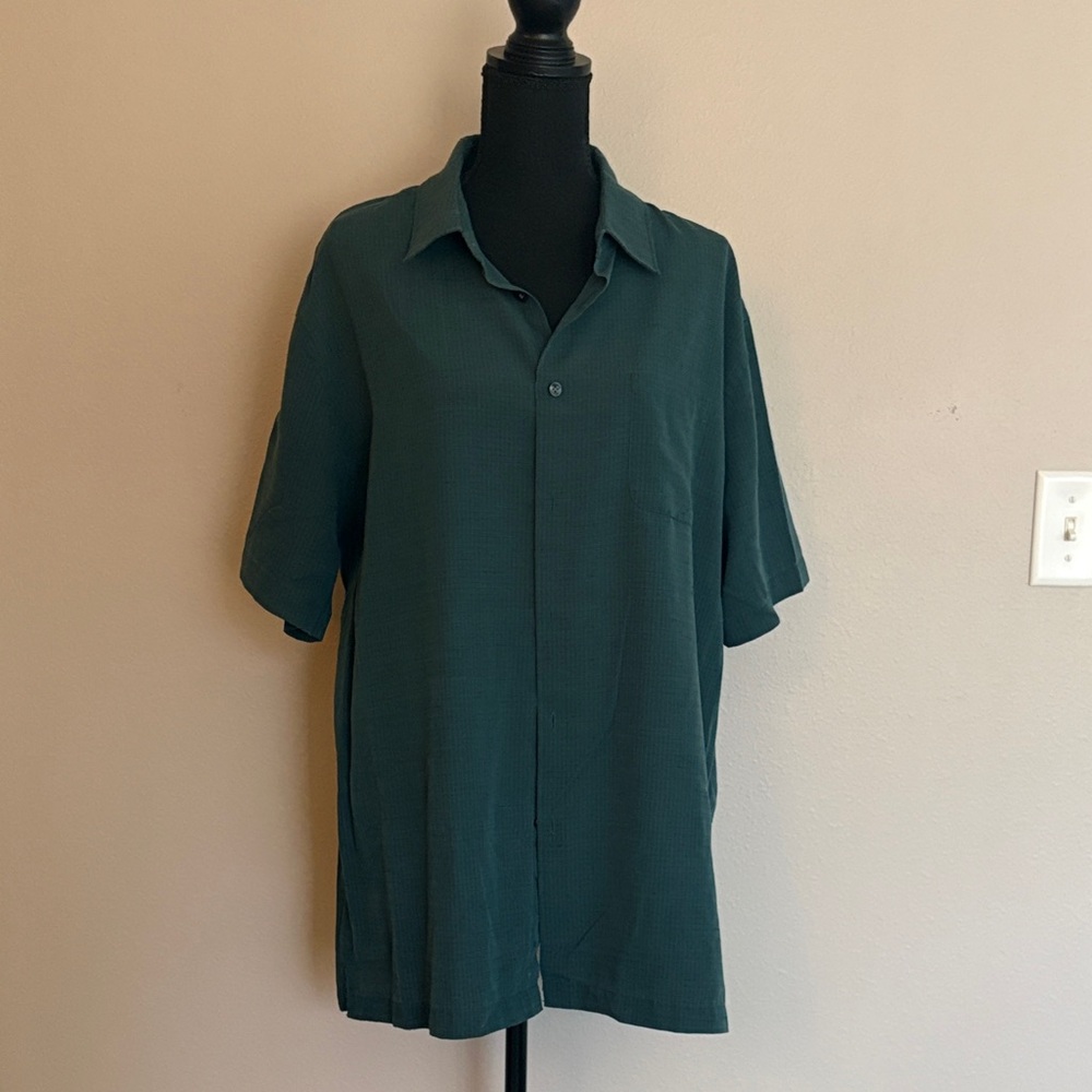 Van Heusen Dark Green Casual Button Down Shirt